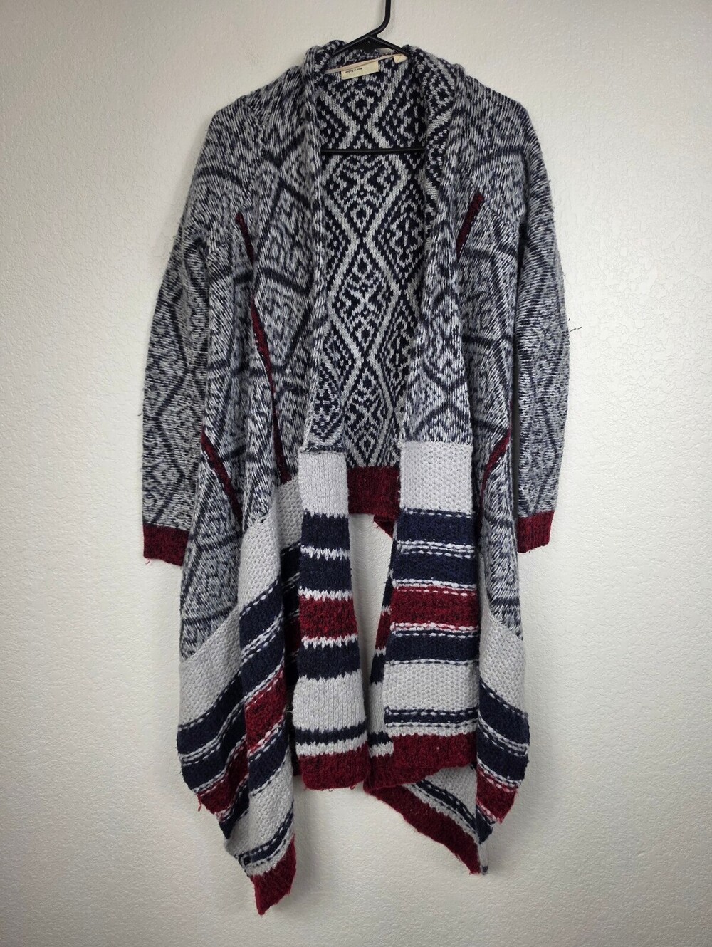 Anthropologie Sleeping on Snow Patterned Open Front Cardigan